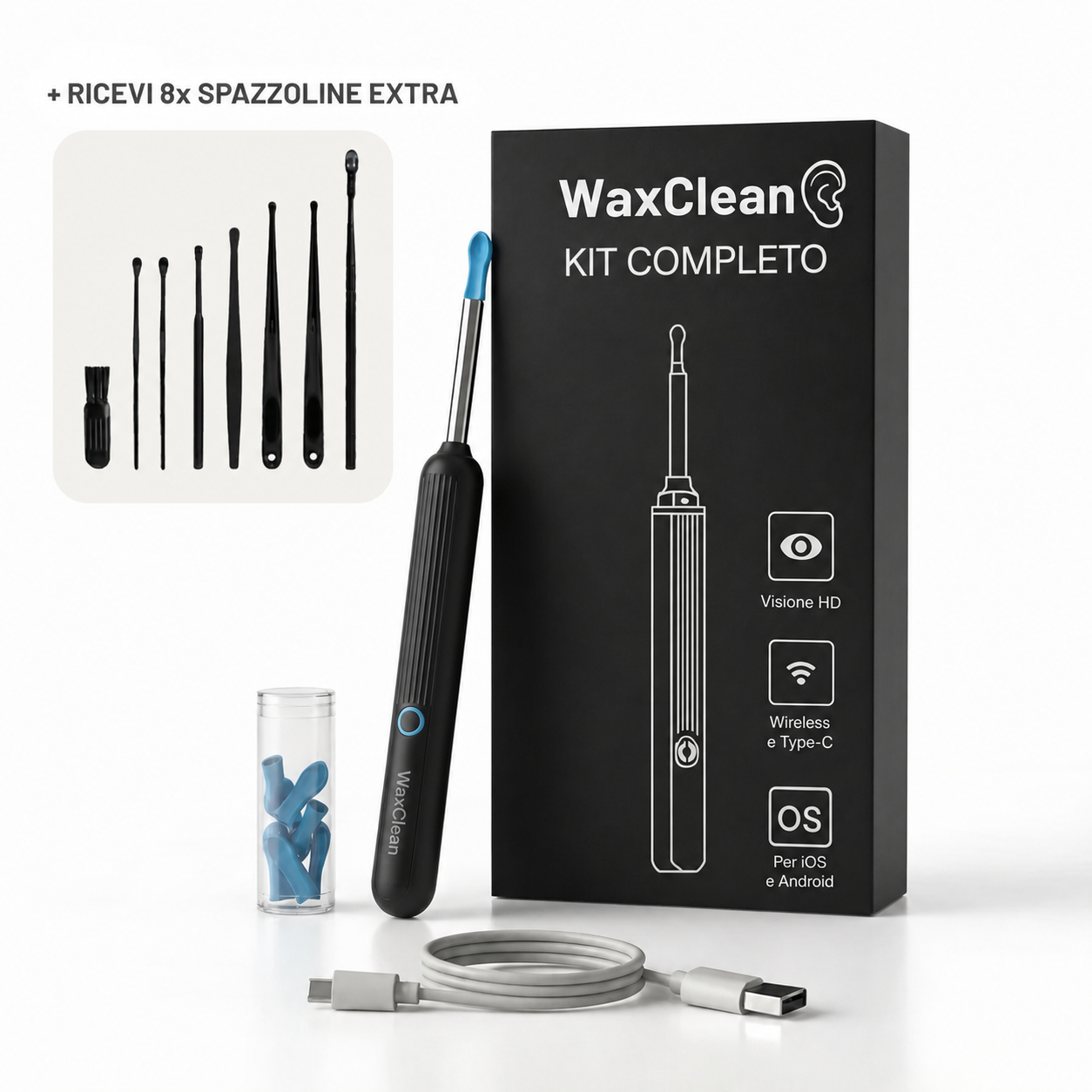 WaxClean® - Pulizia Intelligente delle Orecchie con Tecnologia Avanzata